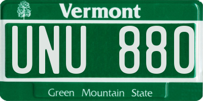 VT license plate UNU880
