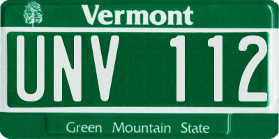 VT license plate UNV112