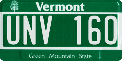 VT license plate UNV160
