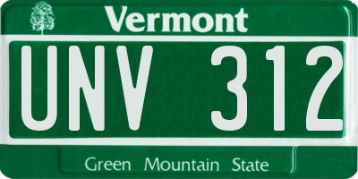 VT license plate UNV312