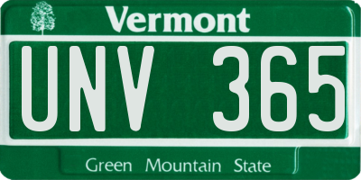 VT license plate UNV365