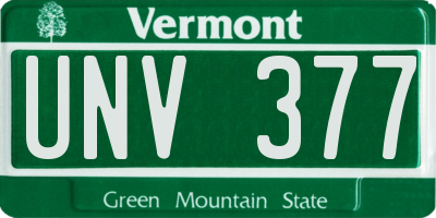 VT license plate UNV377