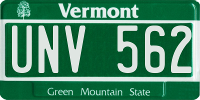 VT license plate UNV562