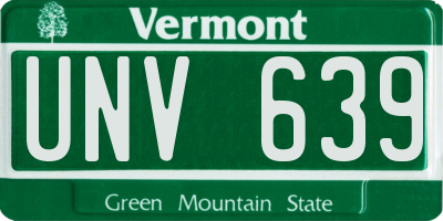 VT license plate UNV639