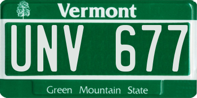 VT license plate UNV677