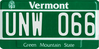 VT license plate UNW066
