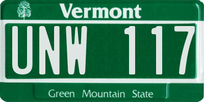 VT license plate UNW117
