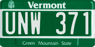 VT license plate UNW371