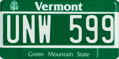 VT license plate UNW599