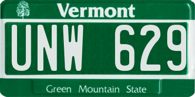 VT license plate UNW629