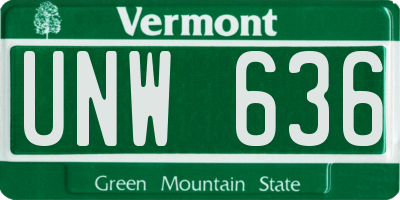 VT license plate UNW636