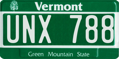 VT license plate UNX788