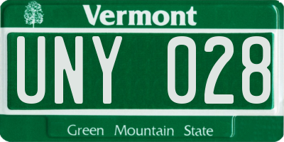 VT license plate UNY028