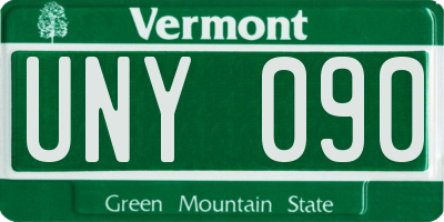 VT license plate UNY090