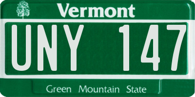 VT license plate UNY147