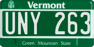 VT license plate UNY263