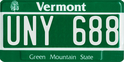 VT license plate UNY688