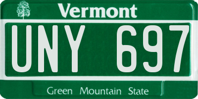 VT license plate UNY697