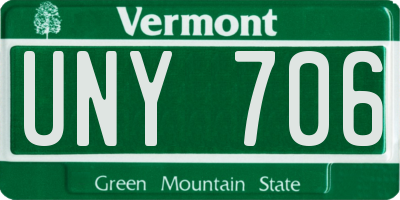 VT license plate UNY706