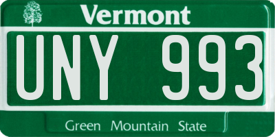VT license plate UNY993