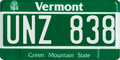 VT license plate UNZ838
