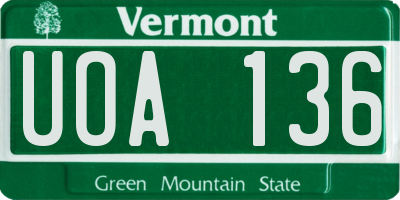 VT license plate UOA136