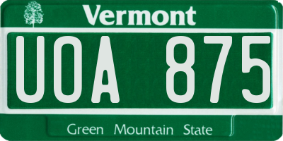VT license plate UOA875