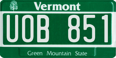 VT license plate UOB851
