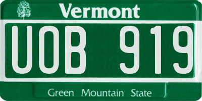 VT license plate UOB919