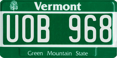 VT license plate UOB968