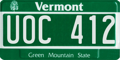 VT license plate UOC412