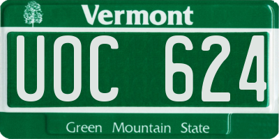 VT license plate UOC624