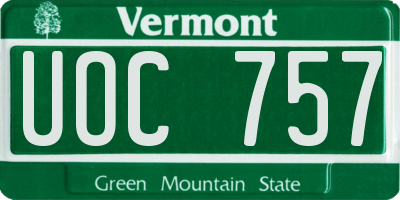 VT license plate UOC757