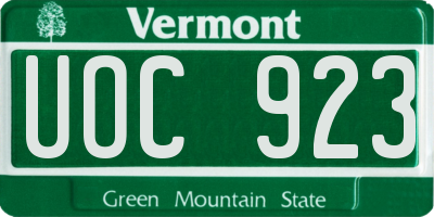 VT license plate UOC923