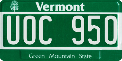 VT license plate UOC950