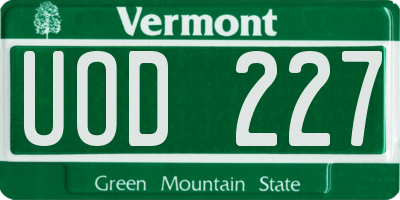 VT license plate UOD227
