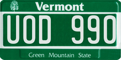 VT license plate UOD990