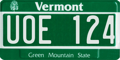VT license plate UOE124
