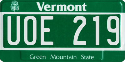 VT license plate UOE219