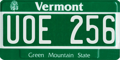VT license plate UOE256