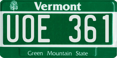 VT license plate UOE361