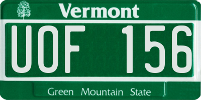 VT license plate UOF156