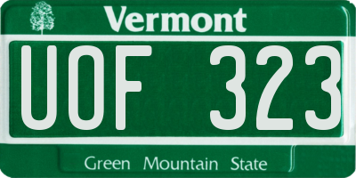 VT license plate UOF323