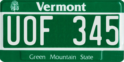 VT license plate UOF345