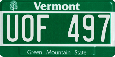 VT license plate UOF497
