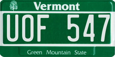 VT license plate UOF547
