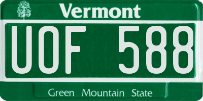 VT license plate UOF588