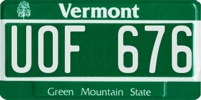 VT license plate UOF676