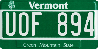 VT license plate UOF894