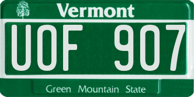 VT license plate UOF907